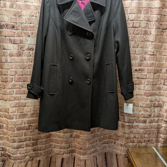 croft & barrow Black Double-Breasted Peacoat Size 2X NWT - Picture 2 of 13